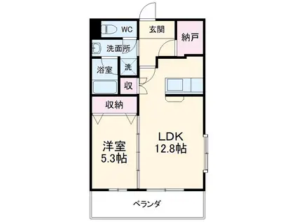 サン・パーシモン(1LDK/2階)の間取り写真