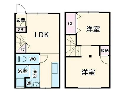 南初富テラスハウス(2DK)の間取り写真