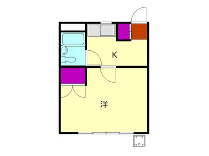 コーワ3(1K/1階)の間取り写真