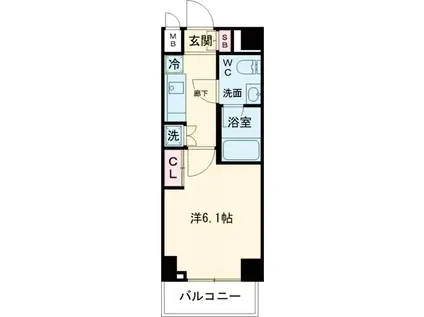 メインステージ錦糸町(1K/2階)の間取り写真