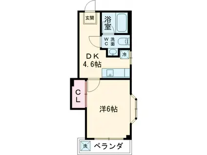 グローバルハイツ(1DK/3階)の間取り写真