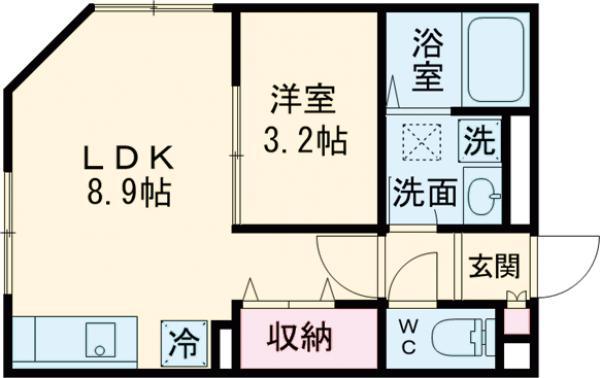エクウス中村橋(1LDK/2階)の間取り写真