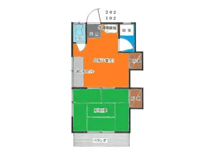 城口ハウス(1DK/1階)の間取り写真