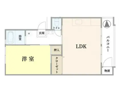 東建検見川マンションB棟(1LDK/2階)の間取り写真