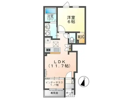 MEADOW BREEZE(1LDK/1階)の間取り写真