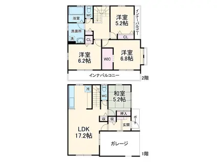 東北本線 土呂駅 徒歩14分 2階建 築9年(4LDK)の間取り写真