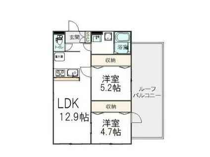 GRAND COFFRET吉祥寺本町(2LDK/5階)の間取り写真