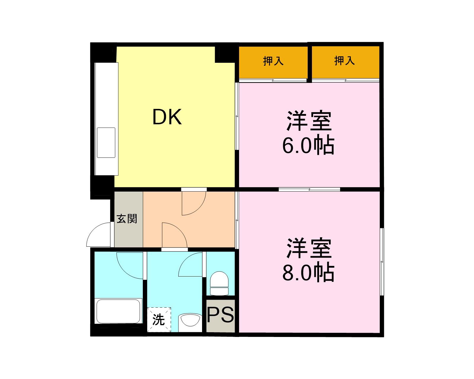 佐野マンション(2DK/1階)の間取り写真