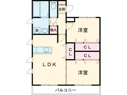 両毛線 国定駅 徒歩48分 2階建 築22年(2LDK/1階)の間取り写真