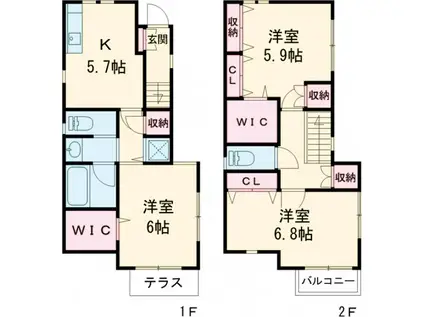総武・中央緩行線 平井駅(東京) 徒歩9分 2階建 築17年(3DK)の間取り写真