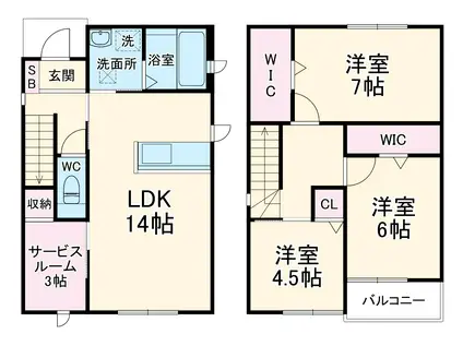 ＪＲ東海交通城北線 尾張星の宮駅 徒歩7分 1階建 築2年(3SLDK)の間取り写真