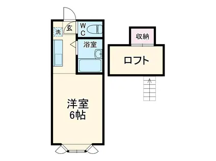 パンシオン・ユーカリが丘NO.2(ワンルーム/2階)の間取り写真