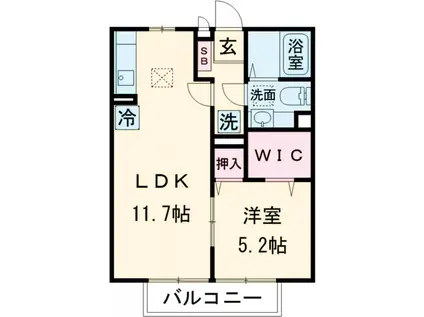 アルト守谷A(1LDK/1階)の間取り写真