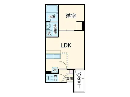 PRELUDE岡崎公園(1LDK/1階)の間取り写真