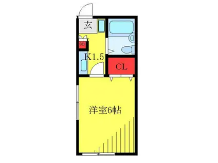 Kハイツ(1K/1階)の間取り写真