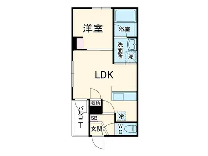 PRELUDE岡崎公園(1LDK/1階)の間取り写真