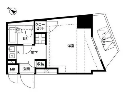 プレール新宿余丁町(1K/9階)の間取り写真