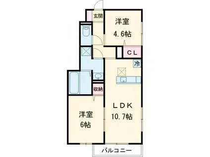 タウンヒル(2LDK/1階)の間取り写真