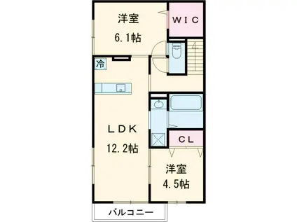 タウンヒル(2LDK/2階)の間取り写真