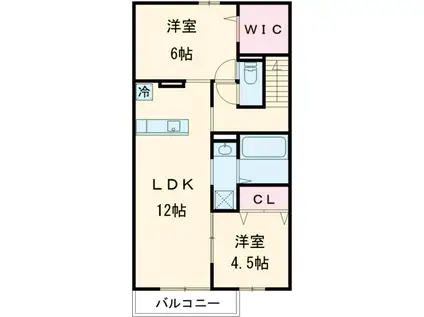 タウンヒル(2LDK/2階)の間取り写真