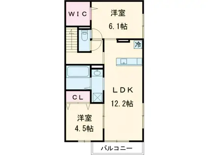タウンヒル(2LDK/2階)の間取り写真