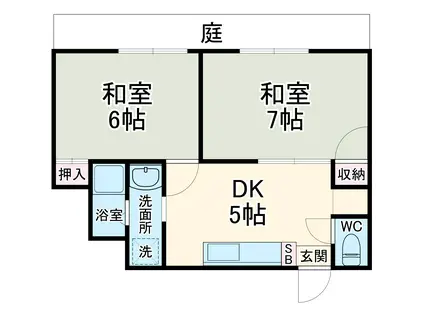 ベルコーポ(2DK/1階)の間取り写真
