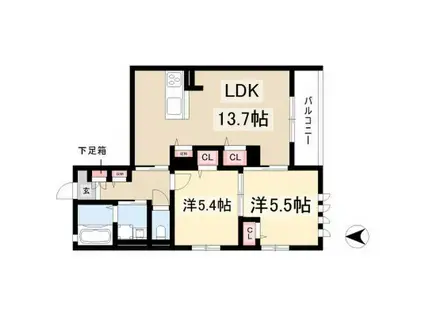 LUPOSIA(2LDK/1階)の間取り写真