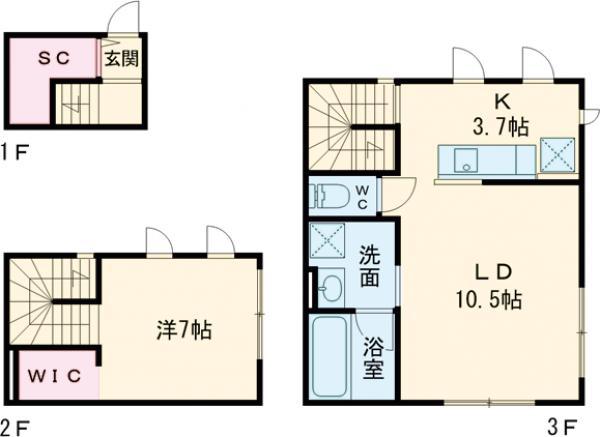 TI HUS 中延(1LDK/1階)の間取り写真