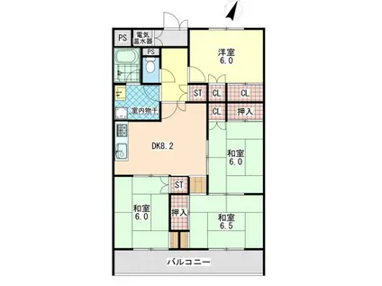 鴻巣人形町ハイム(4DK/2階)の間取り写真