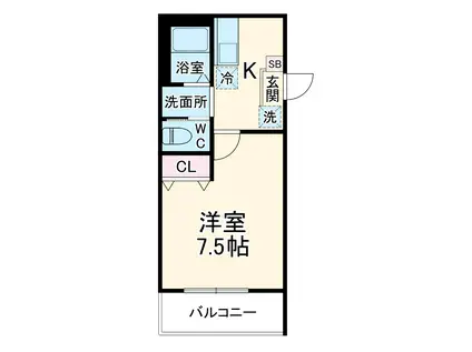 カフーティーダ西大宮(1K/3階)の間取り写真