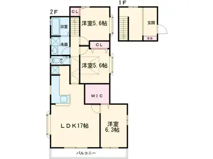 中央本線 国立駅 徒歩9分 2階建 築29年(3LDK)の間取り写真