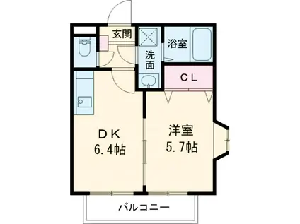 ガルデンハイツ野間(1DK/2階)の間取り写真