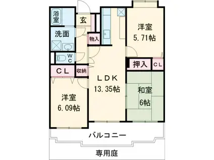 グランシャリオ21(3LDK/1階)の間取り写真