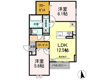 ピオネクレール(2LDK/2階)の間取り写真