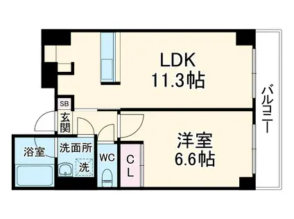 AKS NISHIYAMA(1LDK/4階)の間取り写真