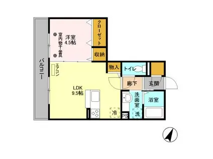 ガレリア西大宮(1LDK/3階)の間取り写真