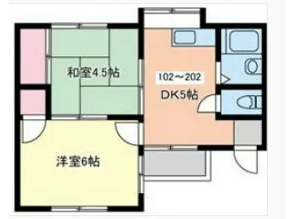 湘南ハイツ(2DK/2階)の間取り写真