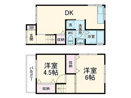 阪急電鉄神戸線 神崎川駅 徒歩11分 2階建 築49年(2DK)の間取り写真