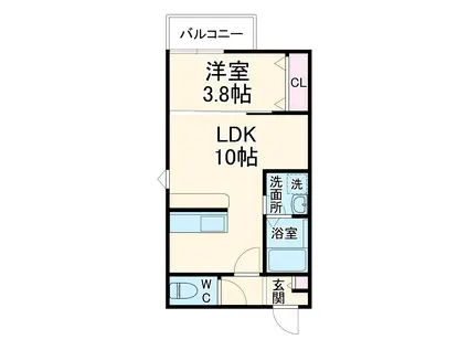 LECOCON中川Ⅱ(1LDK/2階)の間取り写真