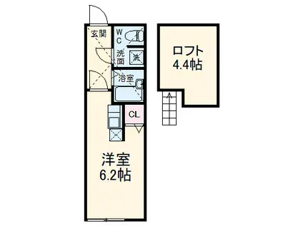 リヴェール武蔵新城(ワンルーム/1階)の間取り写真