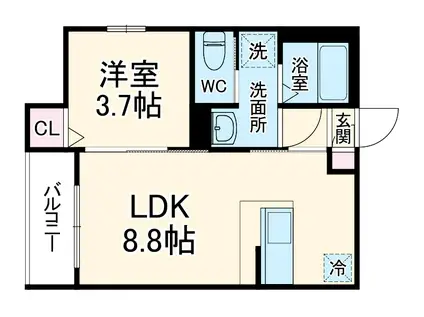 ROBOT HOME 高畑Ⅲ(1LDK/1階)の間取り写真