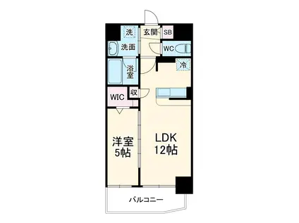 リュエルうめきた(1LDK/9階)の間取り写真
