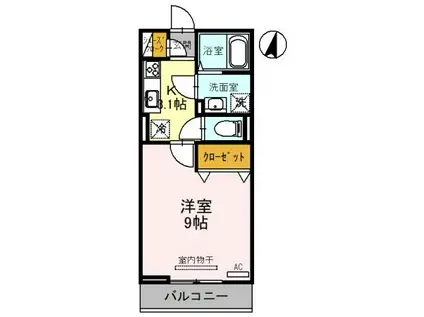 クレール西大宮(1K/2階)の間取り写真