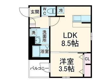 ROBOT HOME 高畑Ⅲ(1LDK/2階)の間取り写真