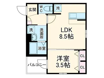 ROBOT HOME 高畑Ⅲ(1LDK/3階)の間取り写真