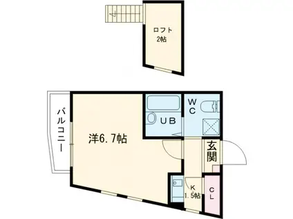 アムハウス田無Ⅱ(1K/2階)の間取り写真