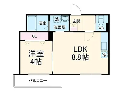 YSA南流山(1LDK/2階)の間取り写真