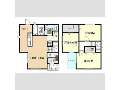 名古屋市東山線 池下駅 徒歩6分 2階建 築7年(3LDK)の間取り写真