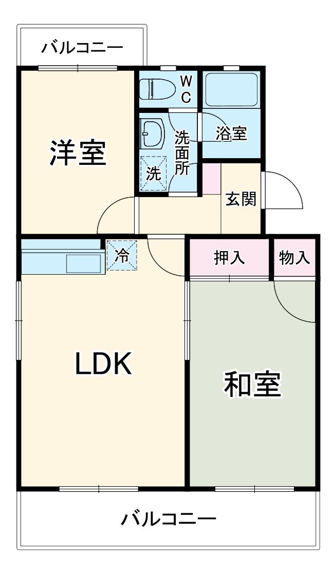 ヴィブレ鷲巣(2LDK/1階)の間取り写真