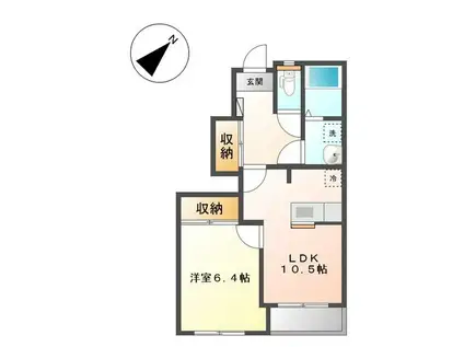 エバーガーデン(1LDK/1階)の間取り写真